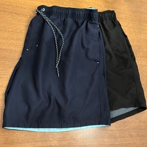 Set of 2 Men’s 3XL George/Faded Glory Mesh Lined Swim Trunks Navy Blue &…